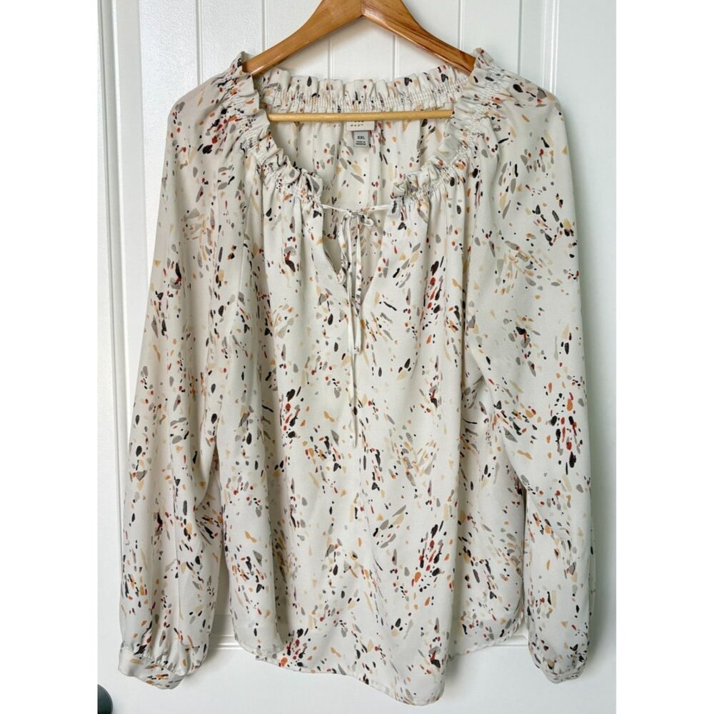 A New Day Womens XXL Peasant Blouse Ruffles Cottagecore Abstract Print - Picture 10 of 11